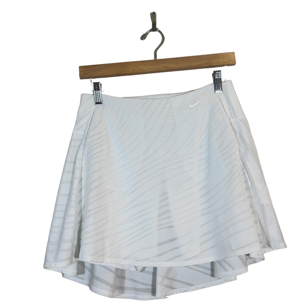 Nike Dri-FIT Diagonal Stripe Mesh Tennis Skort White Athletic Sporty Size S